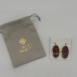 NWOT Kendra Scott baroque Ella Earrings in Mauve abalone and Gold metal